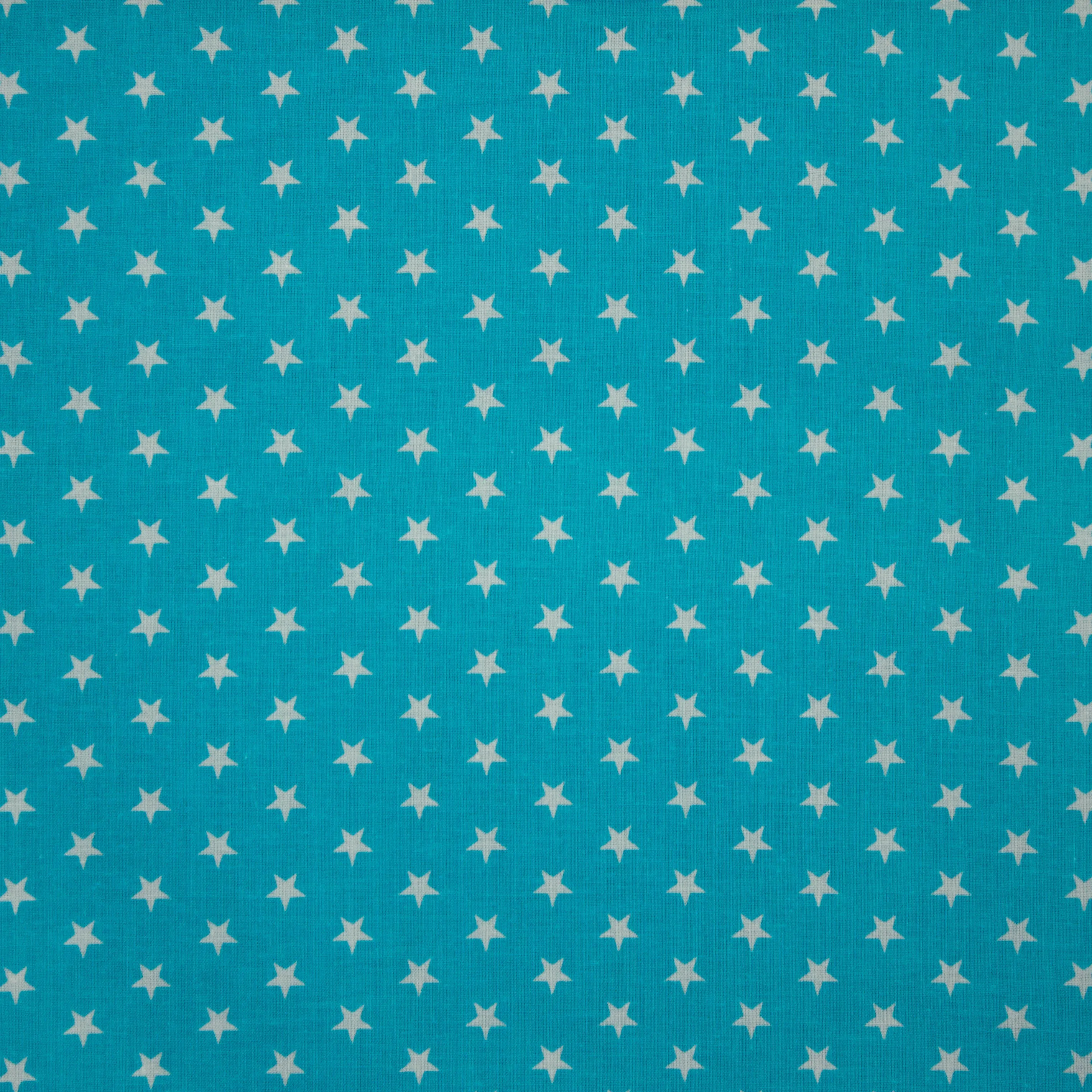 Katoen licht blauw met kleine witte sterren
